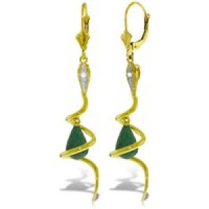 Green Sapphire & Diamond Priscilla Serpent Drop Earrings in 9ct Gold