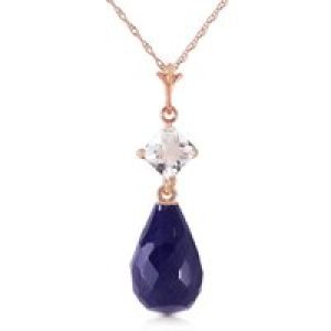 Sapphire & White Topaz Ada Dimensional Drop Pendant Necklace in 9ct Rose Gold