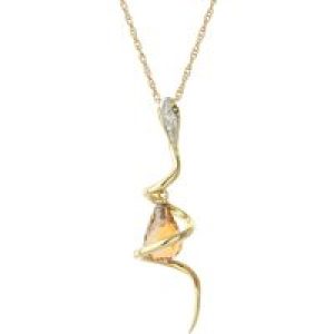 Citrine & Diamond Priscilla Serpent Drop Pendant Necklace in 9ct Gold