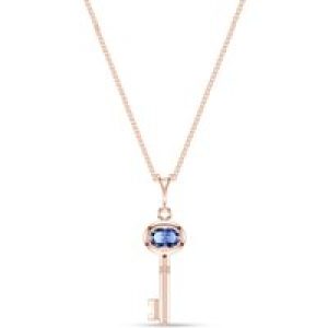 Tanzanite Athens Key Charm Pendant Necklace in 9ct Rose Gold