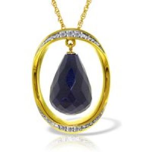 Sapphire & Diamond Laurie Dimensional Embellished Pendant Necklace in 9ct Gold