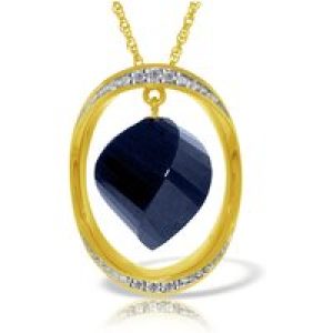 Sapphire & Diamond Laurie Contemporary Embellished Pendant Necklace in 9ct Gold