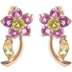 Peridot & Amethyst Elora Stud Earrings in 9ct Rose Gold