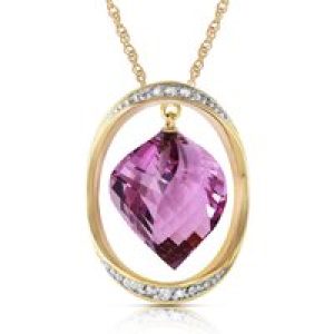 Amethyst & Diamond Laurie Contemporary Embellished Pendant Necklace in 9ct Gold