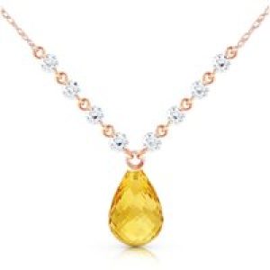 Citrine & Diamond Alice Dimensional Drop Pendant Necklace in 9ct Rose Gold