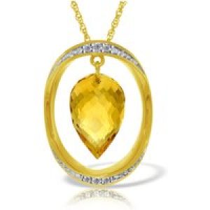 Citrine & Diamond Laurie Oval Embellished Pendant Necklace in 9ct Gold
