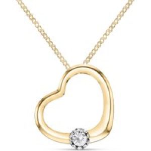 Diamond Colette Heart Pendant Necklace in 9ct Gold