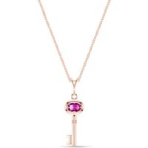Pink Topaz Athens Key Charm Pendant Necklace in 9ct Rose Gold