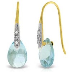 Blue Topaz & Diamond Ancona Classic Drop Earrings in 9ct Gold