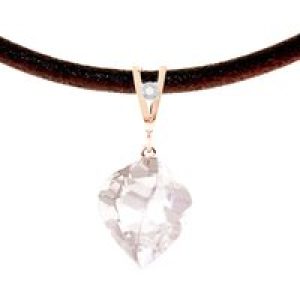 White Topaz & Diamond Aveline Dimensional Choker Pendant Necklace in 9ct Rose Gold