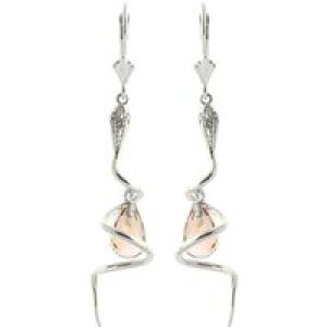 Citrine & Diamond Priscilla Serpent Drop Earrings in 9ct White Gold