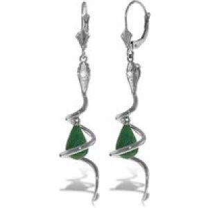 Green Sapphire & Diamond Priscilla Serpent Drop Earrings in 9ct White Gold