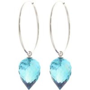 Blue Topaz Salma Dimensional Hoop Drop Earrings in 9ct White Gold