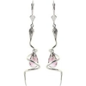 Garnet & Diamond Priscilla Serpent Drop Earrings in 9ct White Gold