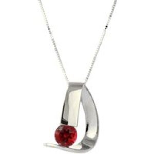 Garnet Nina Asymmetric Pendant Necklace in 9ct White Gold