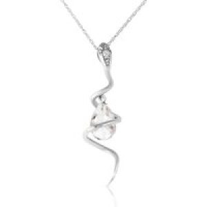 White Topaz & Diamond Priscilla Serpent Drop Pendant Necklace in 9ct White Gold