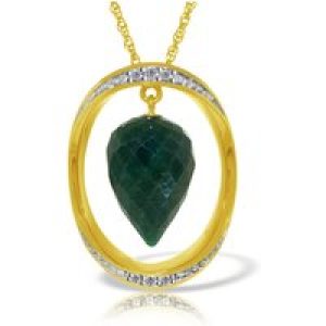 Green Sapphire & Diamond Laurie Oval Embellished Pendant Necklace in 9ct Gold