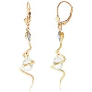 White Topaz & Diamond Priscilla Serpent Drop Earrings in 9ct Gold