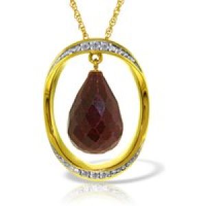 Ruby & Diamond Laurie Dimensional Embellished Pendant Necklace in 9ct Gold
