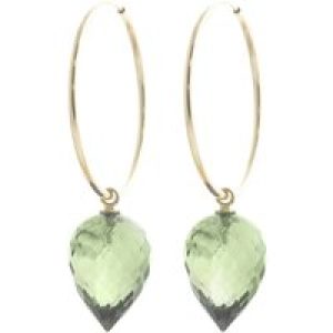 Green Amethyst Salma Dimensional Hoop Drop Earrings in 9ct Gold