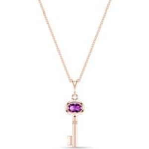 Amethyst Athens Key Charm Pendant Necklace in 9ct Rose Gold