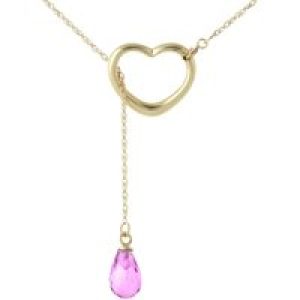 Pink Topaz Marissa Heart Droplet Pendant Necklace in 9ct Gold