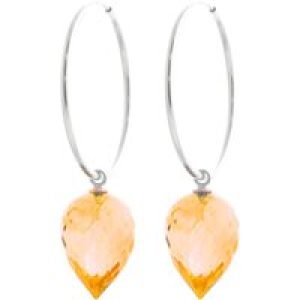 Citrine Salma Dimensional Hoop Drop Earrings in 9ct White Gold