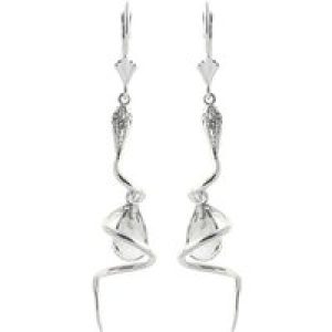 Green Amethyst & Diamond Priscilla Serpent Drop Earrings in 9ct White Gold