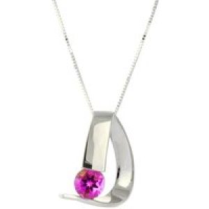 Pink Topaz Nina Asymmetric Pendant Necklace in 9ct White Gold