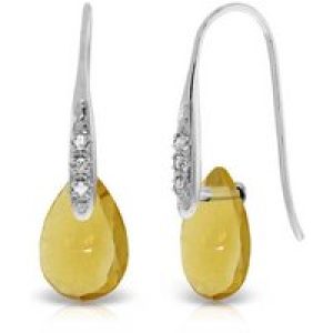 Citrine & Diamond Ancona Classic Drop Earrings in 9ct White Gold