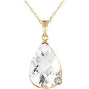 White Topaz & Diamond Salma Dimensional Embellished Pendant Necklace in 9ct Gold