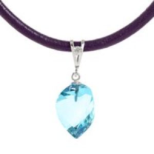 Blue Topaz & Diamond Aveline Dimensional Choker Pendant Necklace in 9ct White Gold