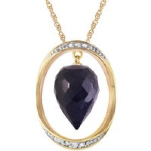 Sapphire & Diamond Laurie Oval Embellished Pendant Necklace in 9ct Gold