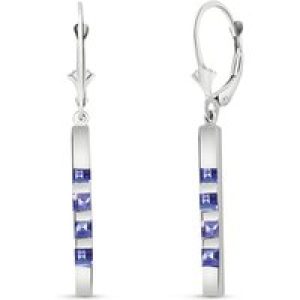 Tanzanite Hazel Vertical Bar Earrings in 9ct White Gold