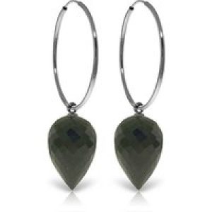 Black Spinel Salma Dimensional Hoop Drop Earrings in 9ct White Gold