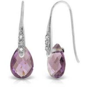 Amethyst & Diamond Ancona Classic Drop Earrings in 9ct White Gold