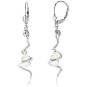 White Topaz & Diamond Priscilla Serpent Drop Earrings in 9ct White Gold