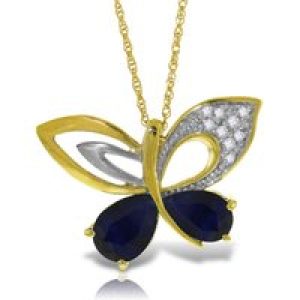 Sapphire & Diamond Verity Abstract Butterfly Pendant Necklace in 9ct Gold