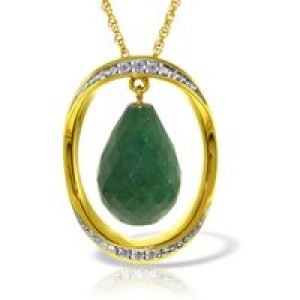 Green Sapphire & Diamond Laurie Dimensional Embellished Pendant Necklace in 9ct Gold