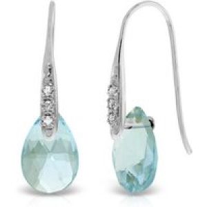 Blue Topaz & Diamond Ancona Classic Drop Earrings in 9ct White Gold