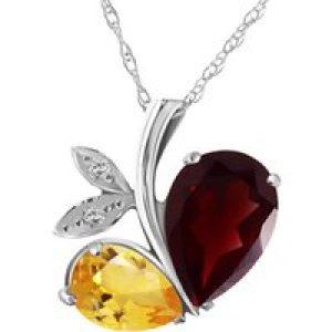 Garnet, Citrine & Diamond Ferrara Eternal Pendant Necklace in 9ct White Gold