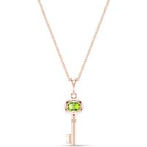 Peridot Athens Key Charm Pendant Necklace in 9ct Rose Gold