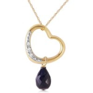 Sapphire & Diamond Embellished Drop Pendant Necklace in 9ct Gold