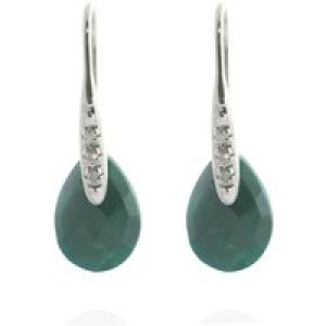 Green Sapphire & Diamond Ancona Classic Drop Earrings in 9ct White Gold