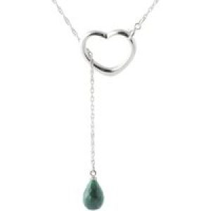 Emerald Marissa Heart Droplet Pendant Necklace in 9ct White Gold