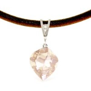 White Topaz & Diamond Aveline Dimensional Choker Pendant Necklace in 9ct White Gold