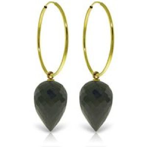 Black Spinel Salma Dimensional Hoop Drop Earrings in 9ct Gold