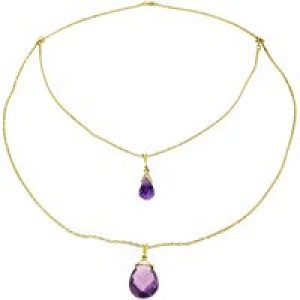 Amethyst Faye Duo Stacked Pendant Necklace in 9ct Gold