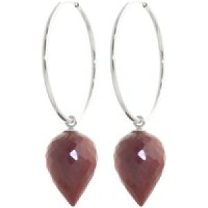 Ruby Salma Dimensional Hoop Drop Earrings in 9ct White Gold