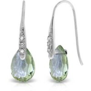 Green Amethyst & Diamond Ancona Classic Drop Earrings in 9ct White Gold